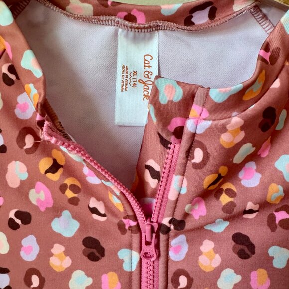 WILD LEOPARD SPOTS LONG SLEEVE RASH GUARD SWIMSUIT UVA SUMMER VIBRANT ANIMAL - Picture 5 of 15